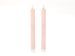 HBX natural living candele da tavola LED rosa 24,5cm set 2 con effetto fiamma