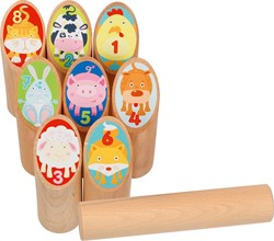 Goki Houten Viking Spel Dieren Kubb in Katoenen Zak