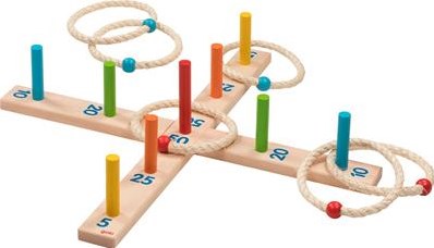 Goki gioco del lancio degli anelli in legno - gioco di abilità con 6 anelli in sisal-3