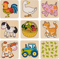 Goki gioco memory animali della fattoria in legno - gioco educativo per bambini-2