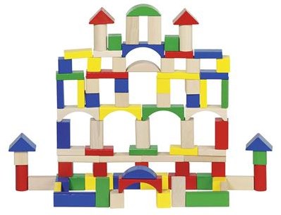 Goki set di blocchi da costruzione in legno - blocchi colorati in barile, 100 pezzi-3