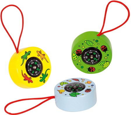 Goki bussola giocattolo - motivo animale, legno e plastica multicolore-2