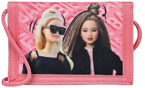 Portafoglio Barbie rosa con cordino e velcro per bambini
