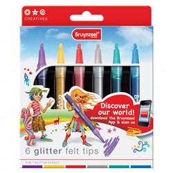 Pennarelli glitter set 6 pezzi disegno creativo bambini