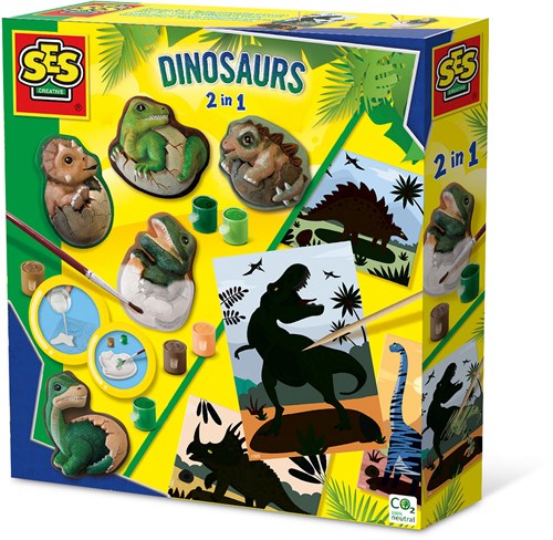 Ses giocattolo dinosauro 2-in-1 colata pittura scratch set