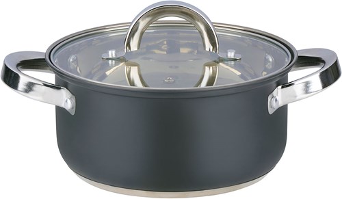 Alpina pentola con coperchio 18cm 2.4L induzione nera