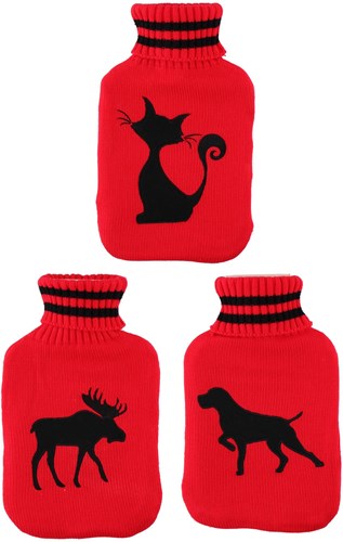Lifetime borsa dell'acqua calda 2L con copertura lavorata a maglia rossa - borsa comfort