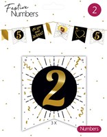 Accessorio bandierina decorazione festa cartone bianco 3 pezzi numero 2