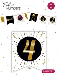 Accessorio bandierina numero 4 cartone bianco 3 pezzi decorazione compleanno