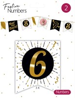 Accessorio bandierina numero 6 cartone bianco 3 pezzi decorazione compleanno