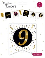 Accessorio bandierina numero 9 cartone bianco 3 pezzi decorazione compleanno