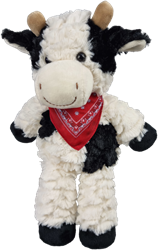 Harlekijn peluche mucca con sciarpa - 27 cm - bianco nero