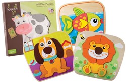Jouéco puzzle animali in legno - giocattolo educativo animali dai 2 anni