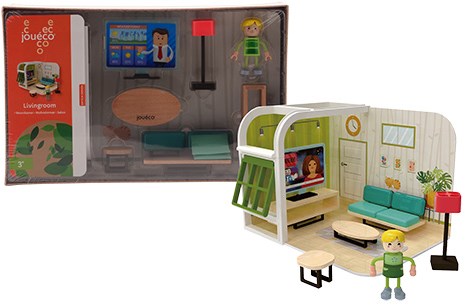 Jouéco set soggiorno casa delle bambole in legno - giocattolo educativo