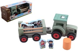Johntoy trattore in legno giocattolo fattoria con accessori Fien & Teun