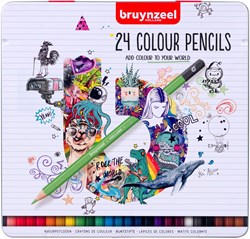 Bruynzeel set matite colorate - 24 colori in scatola di latta - scuola e creatività