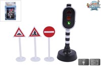 Kids GLOBE semaforo giocattolo con luce e 3 segnali stradali 12cm-2