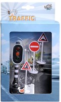 Kids GLOBE semaforo giocattolo con luce e 3 segnali stradali 12cm