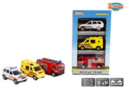 Set regalo Die-Cast veicoli di emergenza macchinine 3 pezzi con luci e suoni