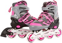 Pattini in linea rosa/grigio regolabili telaio in alluminio misura 29-32 bambini
