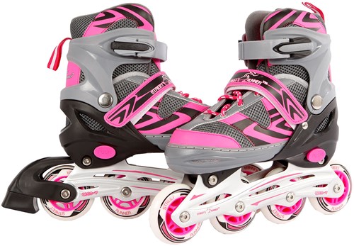 Pattini in linea rosa/grigio regolabili telaio in alluminio misura 29-32 bambini