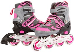 Pattini in linea rosa/grigio regolabili telaio in alluminio misura 39-42 pattini bambini