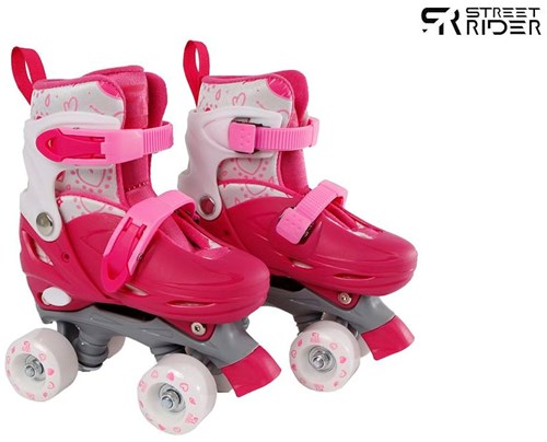 Pattini a rotelle rosa regolabili bambini misura 27-30 telaio in alluminio