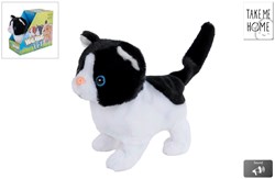 Gatto peluche interattivo che cammina bianco nero 15,5cm giocattolo