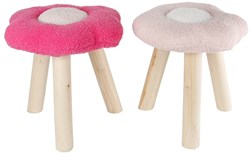 Sgabello bambini Flower rosa/fucsia legno tessuto 30x30x33cm