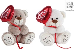 Van Manen orsetto peluche con cuore palloncino 20cm bianco rosso regalo