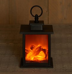 Sfeerhaard lanterna camino LED nera con timer - 12x12x18,5cm decorazione