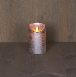 Candela LED rustica argento con timer - illuminazione d'atmosfera - 12,5 cm