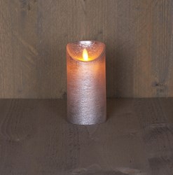 Candela LED rustica argento con timer - decorazione d'atmosfera - 15 cm