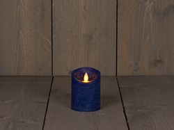 Candela LED rustica blu con timer - candela pilastro 10 cm