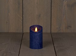Candela LED rustica blu con timer - candela pilastro 12,5 cm
