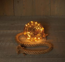 Palla di Natale vetro oro con luci LED su corda 15cm 10 luci bianco caldo
