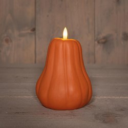 Candela LED zucca bottiglia arancione 13cm con timer decorazione