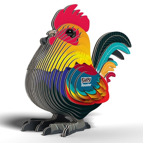 Eugy puzzle 3D gallo - puzzle animale colorato in cartone-2