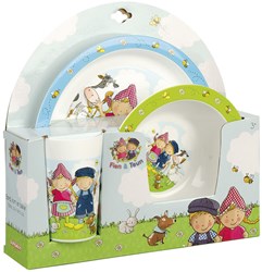 Twisk set pappa bambini Fien e Teun stoviglie plastica blu 3 pezzi