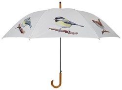 Esschert Design ombrello uccelli bianco design acquerello per adulti