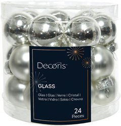 Palline di Natale in vetro mini decorazione argento 2,5cm set 24 pezzi