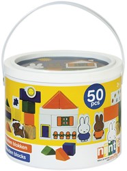 Bambolino Toys - Nijntje giocattolo barile di blocchi - 50 blocchi di legno multicolore