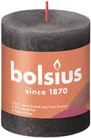 Bolsius candela rustica a colonna Stormy Grey - candela grigia 8 cm 35 ore