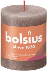 Bolsius candela rustica taupe - candela decorativa 8 cm 35 ore