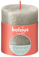 Bolsius candela rustica shimmer champagne - candela decorativa 8x6,8 cm