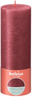 Bolsius candela rustica shimmer rossa - candela decorativa 19 cm