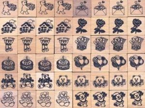 Harlekijn timbro giocattolo piccolo quadrato 48 pezzi assortiti