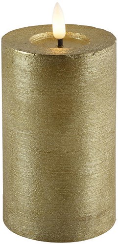Countryfield candela LED pilastro rustica oro 7,5x7,5x12,5cm - luce d'atmosfera