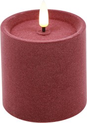 Cilgro candela LED cilindrica velluto rosa 7,5x7,5x7,5cm decorazione