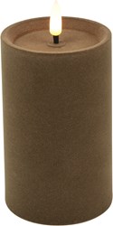 Cilgro candela LED a pilastro velluto luce d'atmosfera 7,5x7,5x12,5cm taupe